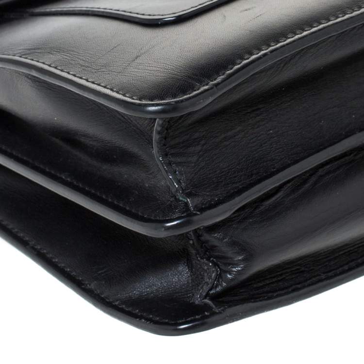 مملوكة مسبقًا Bvlgari Black Leather Medium Serpenti Forever Flap Shoulder Bag