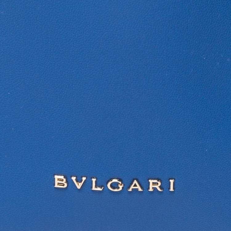 Pre Owned Bvlgari Royal Blue Leather Monte Plisse Shopper Tote