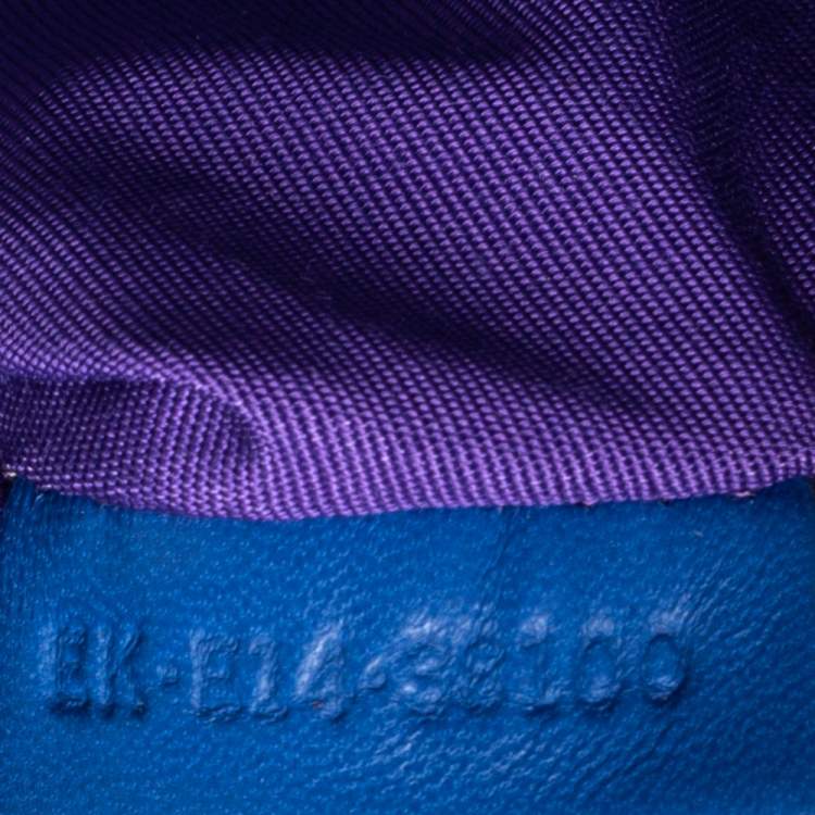 Pre Owned Bvlgari Royal Blue Leather Monte Plisse Shopper Tote