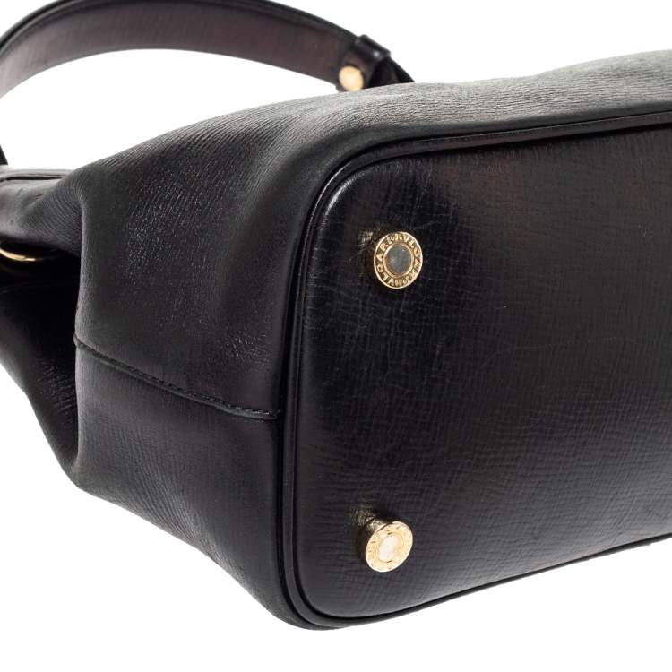 Pre Owned Bvlgari Black Leather Isabella Rossellini Top Handle Bag