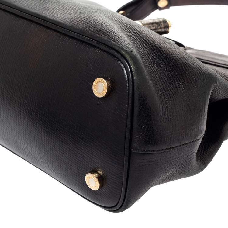 Pre Owned Bvlgari Black Leather Isabella Rossellini Top Handle Bag