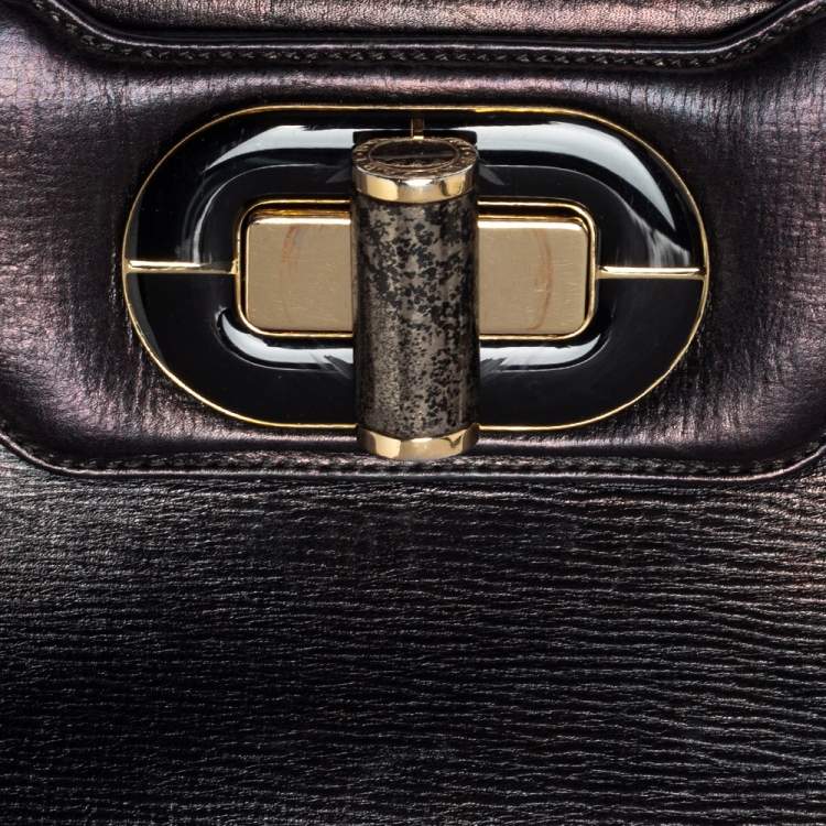 Pre Owned Bvlgari Black Leather Isabella Rossellini Top Handle Bag