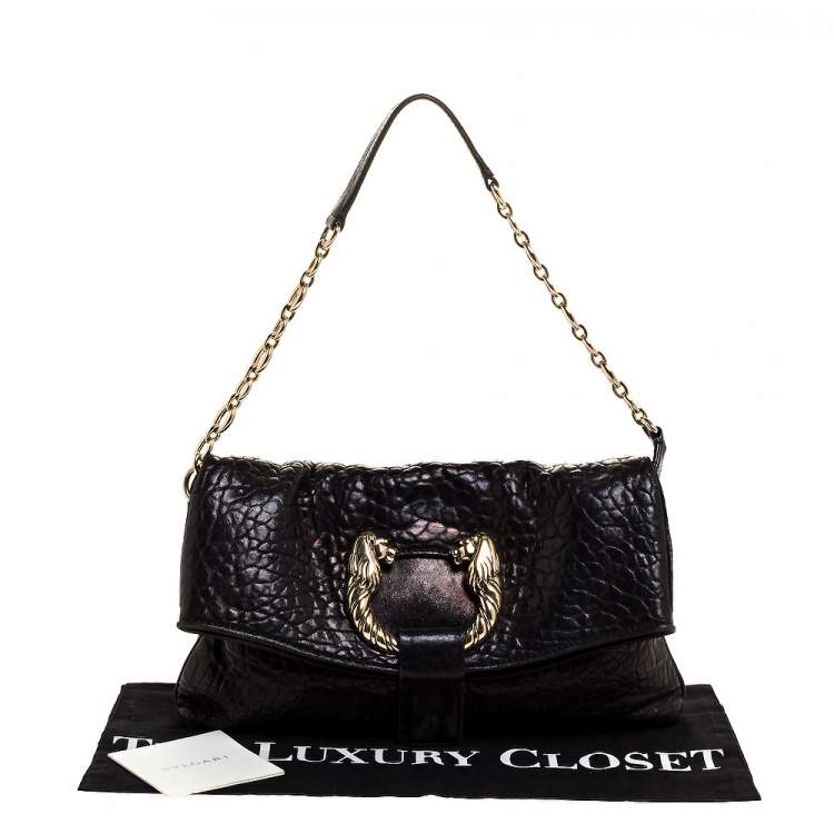 Pre Owned Bvlgari Black Leather Small Leoni Shoulder Bag
