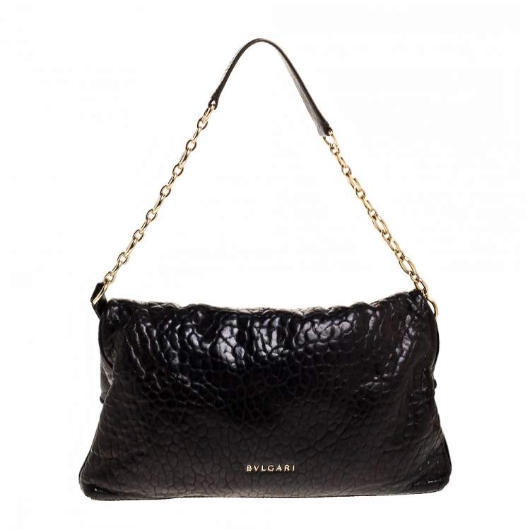 Pre Owned Bvlgari Black Leather Small Leoni Shoulder Bag