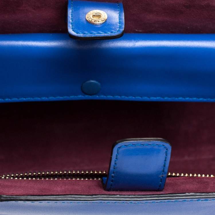 Pre Owned Bvlgari Blue Leather Small Serpenti Scaglie Tote