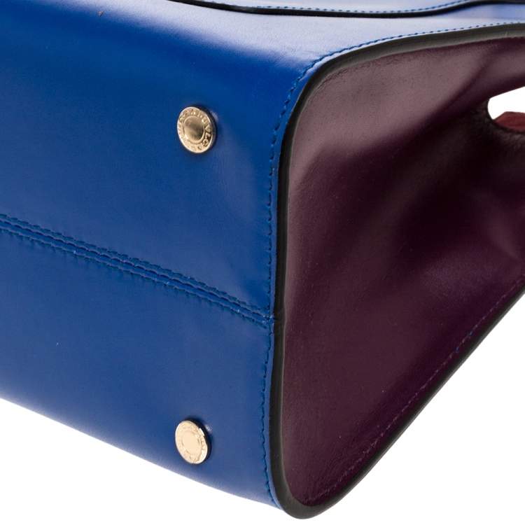 Pre Owned Bvlgari Blue Leather Small Serpenti Scaglie Tote