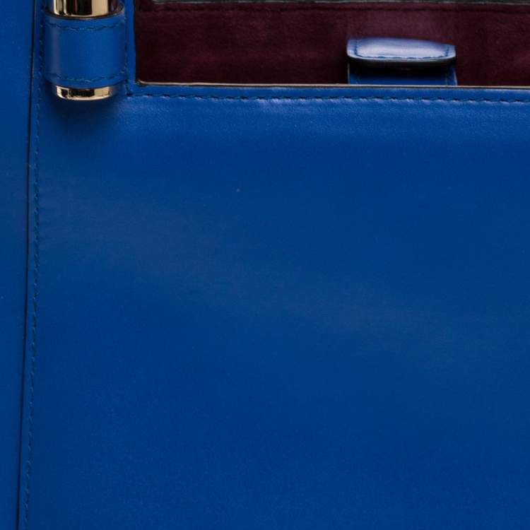 Pre Owned Bvlgari Blue Leather Small Serpenti Scaglie Tote