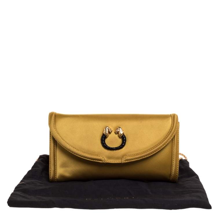 مملوكة مسبقًا Bvlgari Gold Satin Leoni Flap Clutch