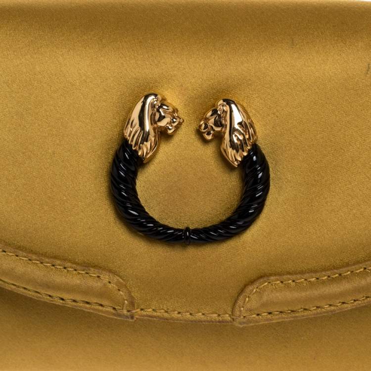 مملوكة مسبقًا Bvlgari Gold Satin Leoni Flap Clutch