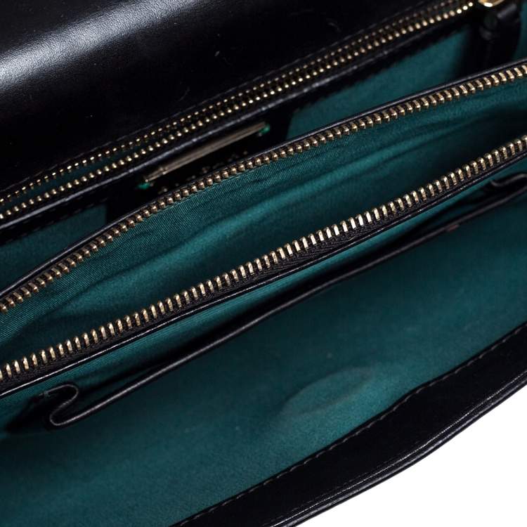 Pre Owned Bvlgari Black/Silver Leather Serpenti Forever Shoulder Bag