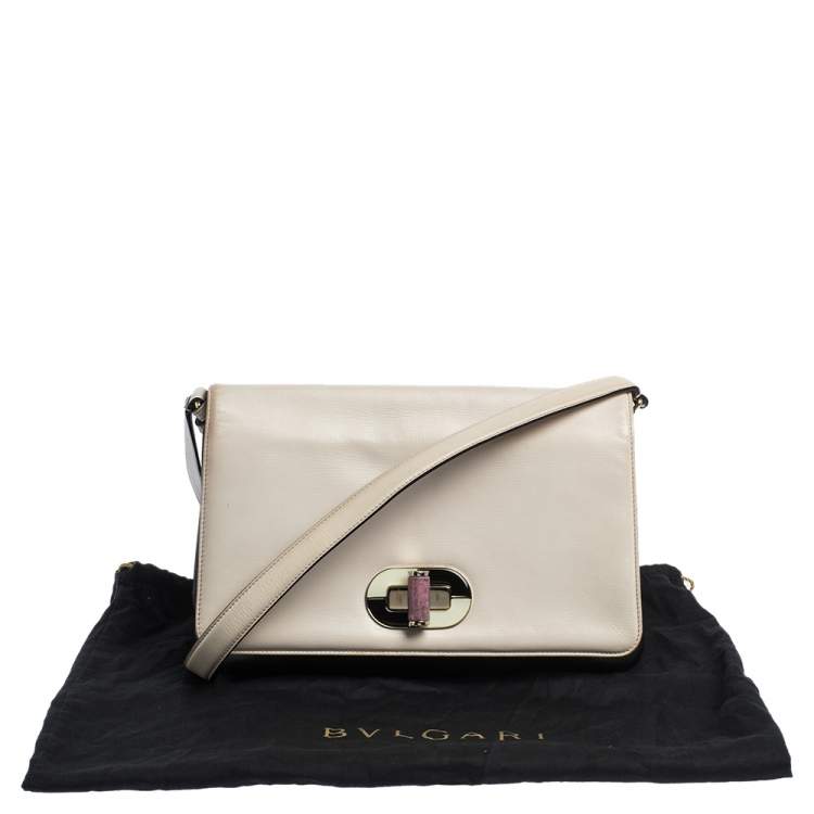 Pre Owned Bvlgari Beige/Black Leather Icona Shoulder Bag
