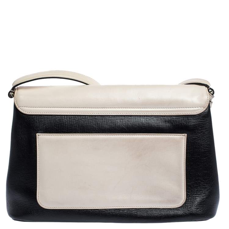 Pre Owned Bvlgari Beige/Black Leather Icona Shoulder Bag