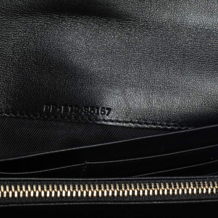 Pre Owned Bvlgari Black Leather Double Ring Flap Continental Wallet