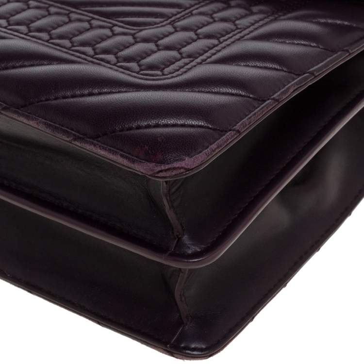 Pre Owned Bvlgari Purple Quilted Scaglie Leather Medium Serpenti Forever Shoulder Bag