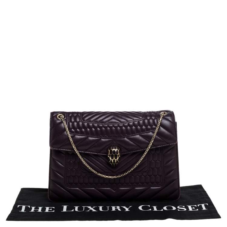 Pre Owned Bvlgari Purple Quilted Scaglie Leather Medium Serpenti Forever Shoulder Bag