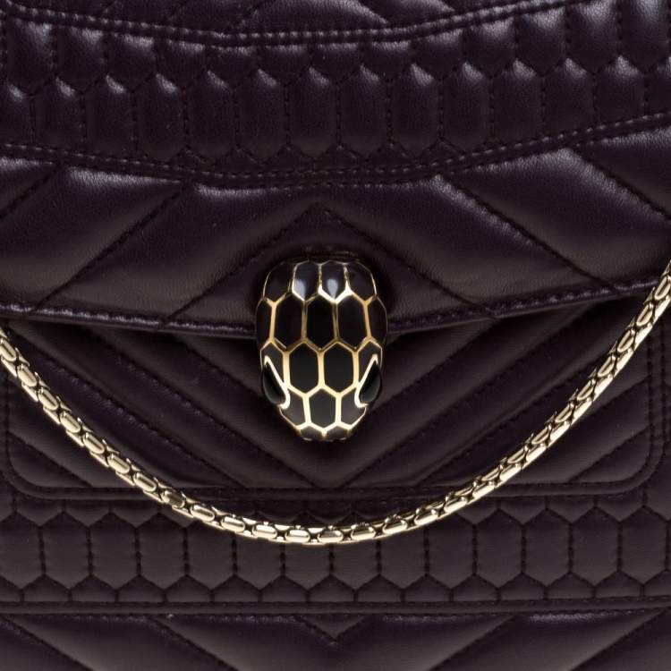 Pre Owned Bvlgari Purple Quilted Scaglie Leather Medium Serpenti Forever Shoulder Bag
