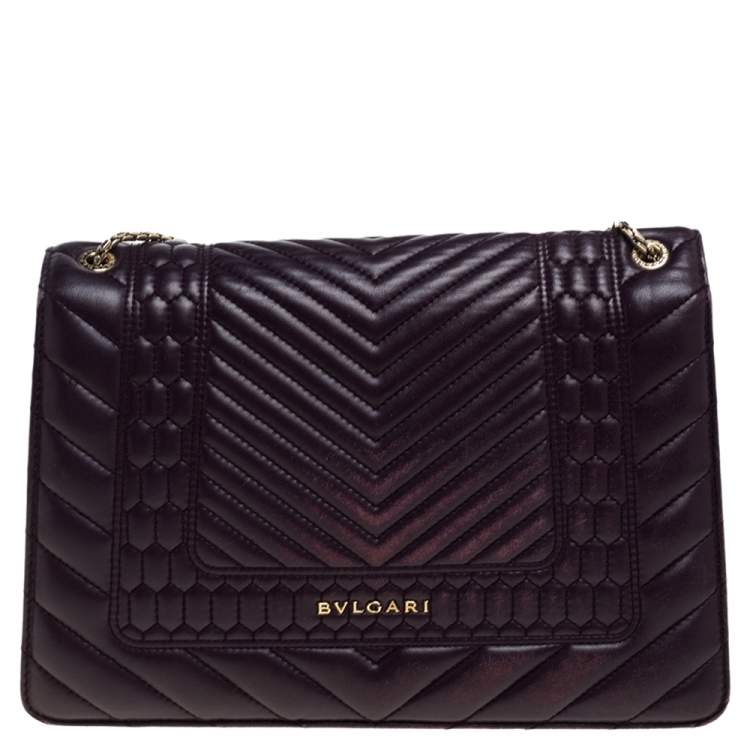 Pre Owned Bvlgari Purple Quilted Scaglie Leather Medium Serpenti Forever Shoulder Bag