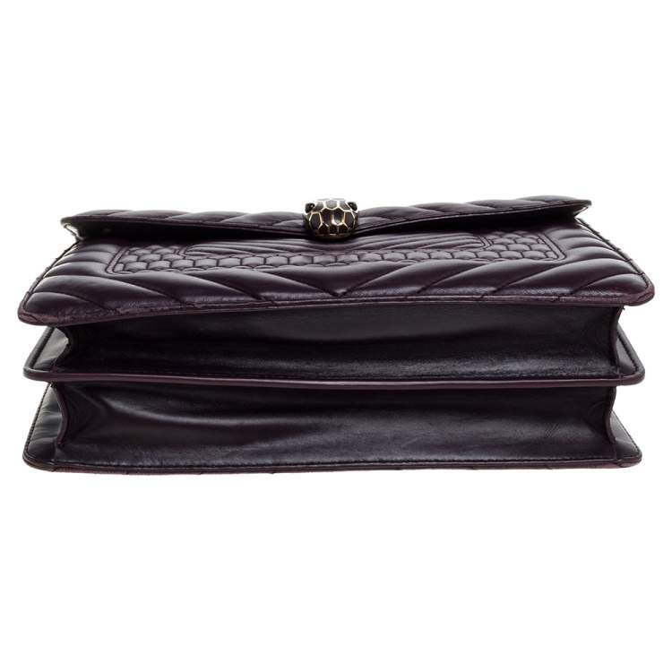 Pre Owned Bvlgari Purple Quilted Scaglie Leather Medium Serpenti Forever Shoulder Bag