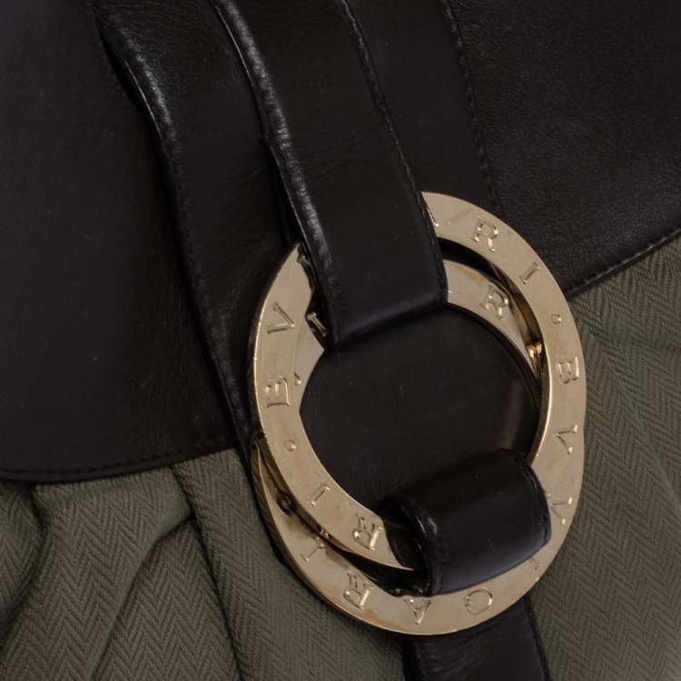 مملوكة مسبقًا Bvlgari Olive Green/Brown Canvas and Leather Chandra Hobo