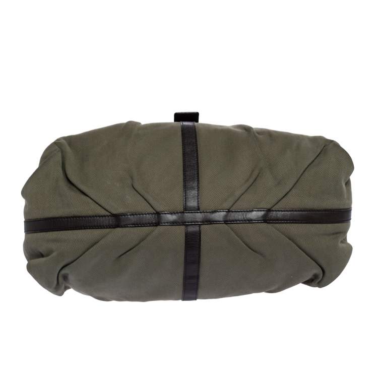 مملوكة مسبقًا Bvlgari Olive Green/Brown Canvas and Leather Chandra Hobo