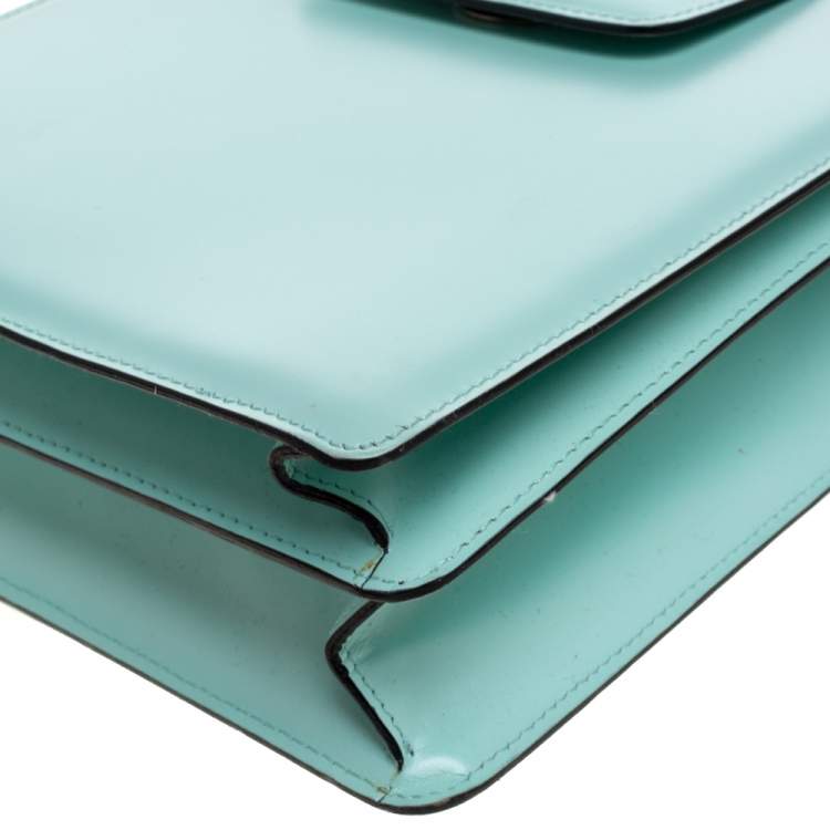 Pre Owned Bvlgari Mint Green Leather Top Handle Bag