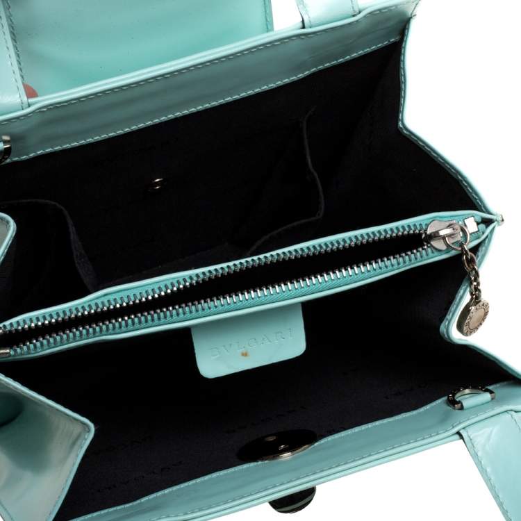 Pre Owned Bvlgari Mint Green Leather Top Handle Bag