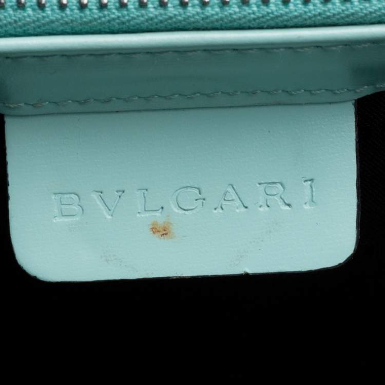 Pre Owned Bvlgari Mint Green Leather Top Handle Bag