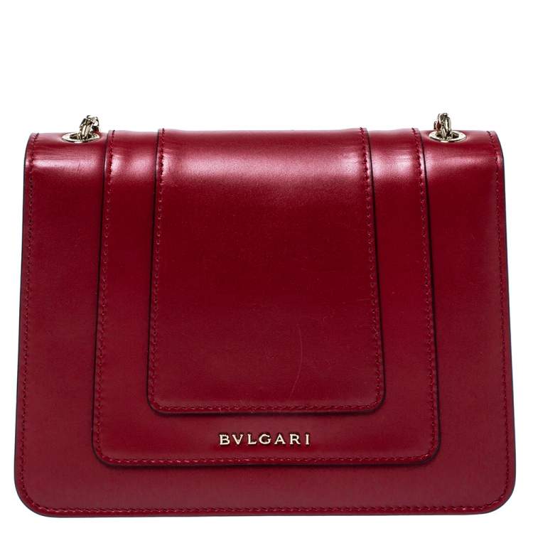 مملوكة مسبقًا Bvlgari Red Leather Small Serpenti Forever Shoulder Bag
