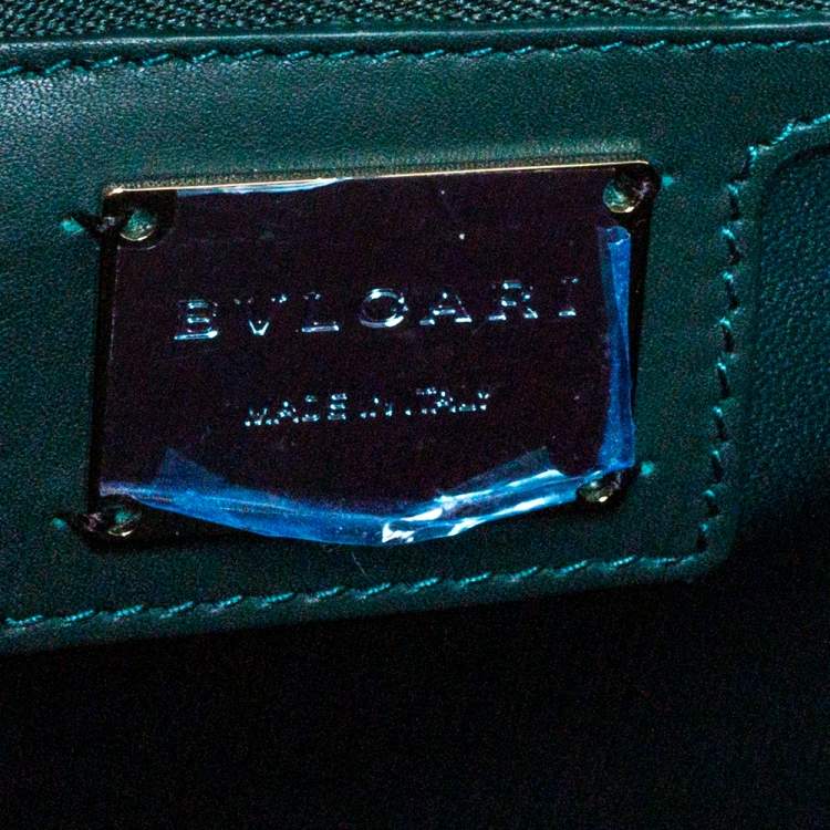 Pre Owned Bvlgari Green Diamond Blast Leather Large Serpenti Forever Shoulder Bag