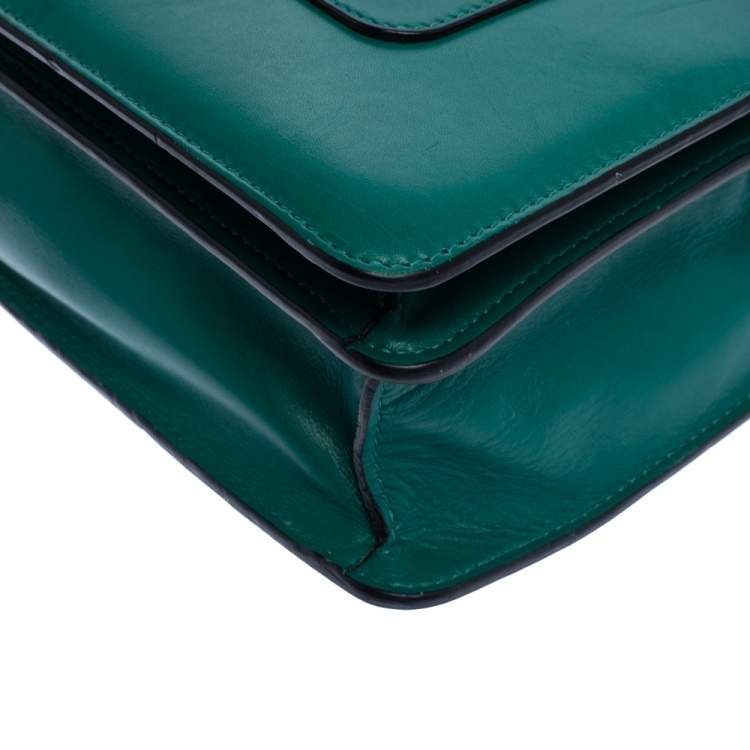 Pre Owned Bvlgari Green Leather Large Serpenti Forever Shoulder Bag