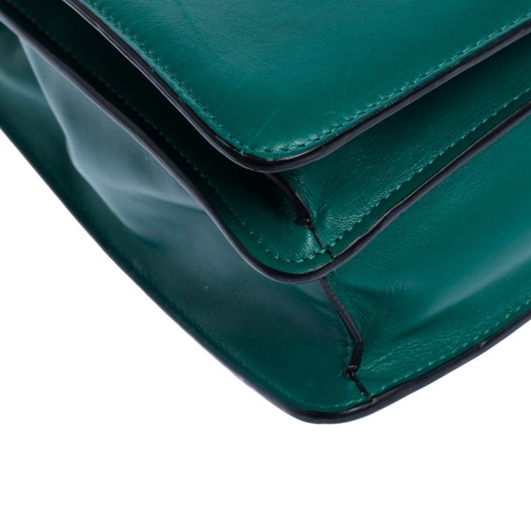 Pre Owned Bvlgari Green Leather Large Serpenti Forever Shoulder Bag