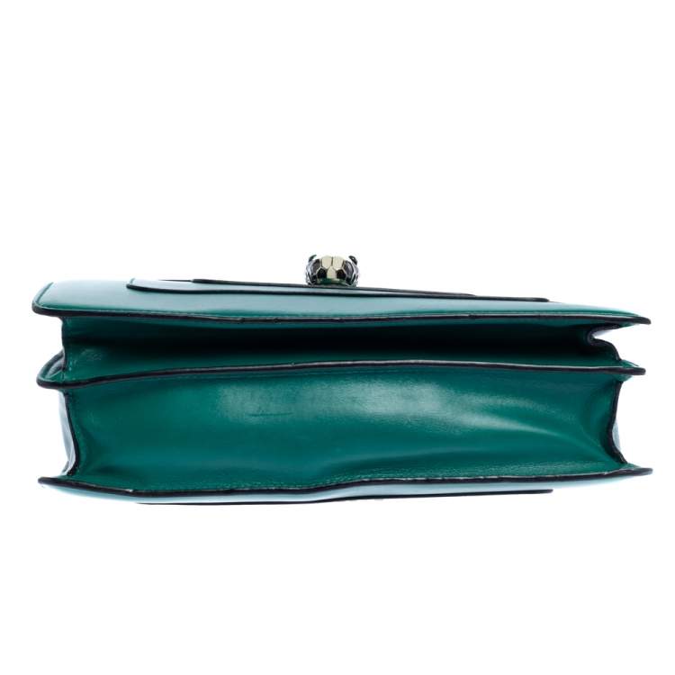 Pre Owned Bvlgari Green Leather Large Serpenti Forever Shoulder Bag