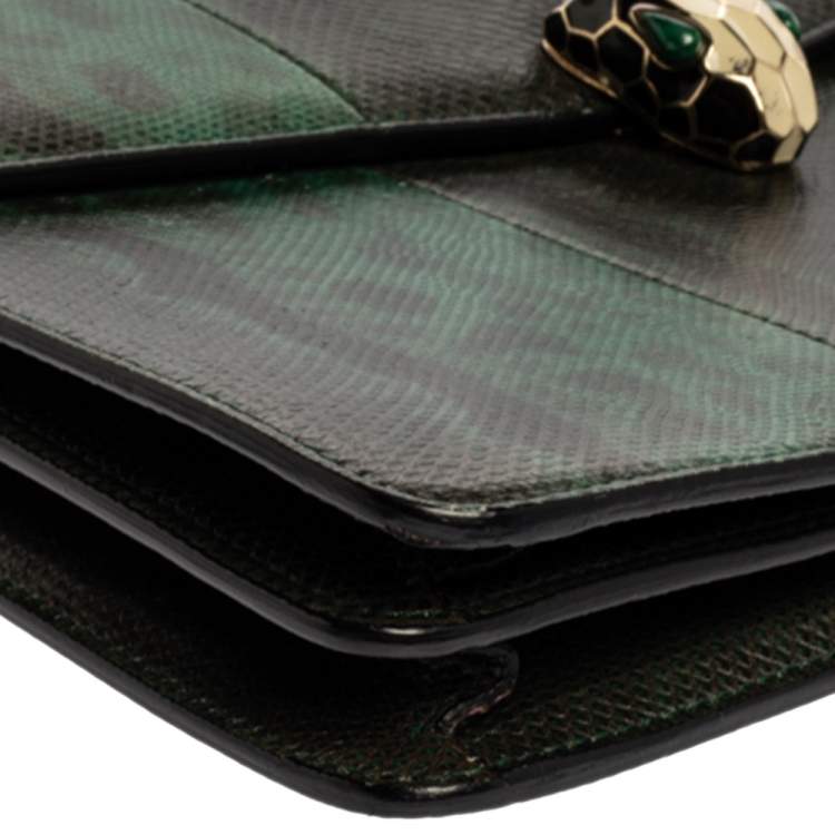 Pre Owned Bvlgari Green Karung Medium Serpenti Forever Shoulder Bag