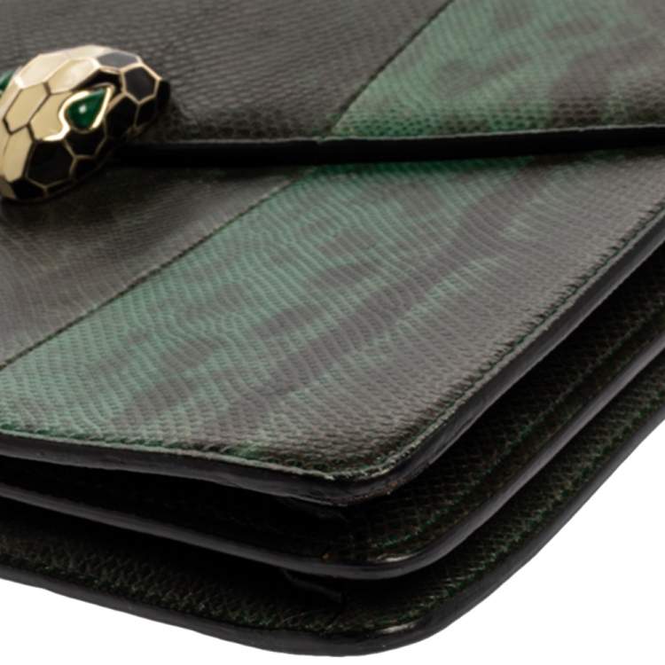 Pre Owned Bvlgari Green Karung Medium Serpenti Forever Shoulder Bag