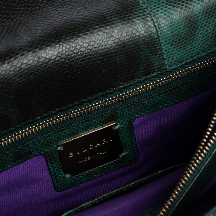 Pre Owned Bvlgari Green Karung Medium Serpenti Forever Shoulder Bag