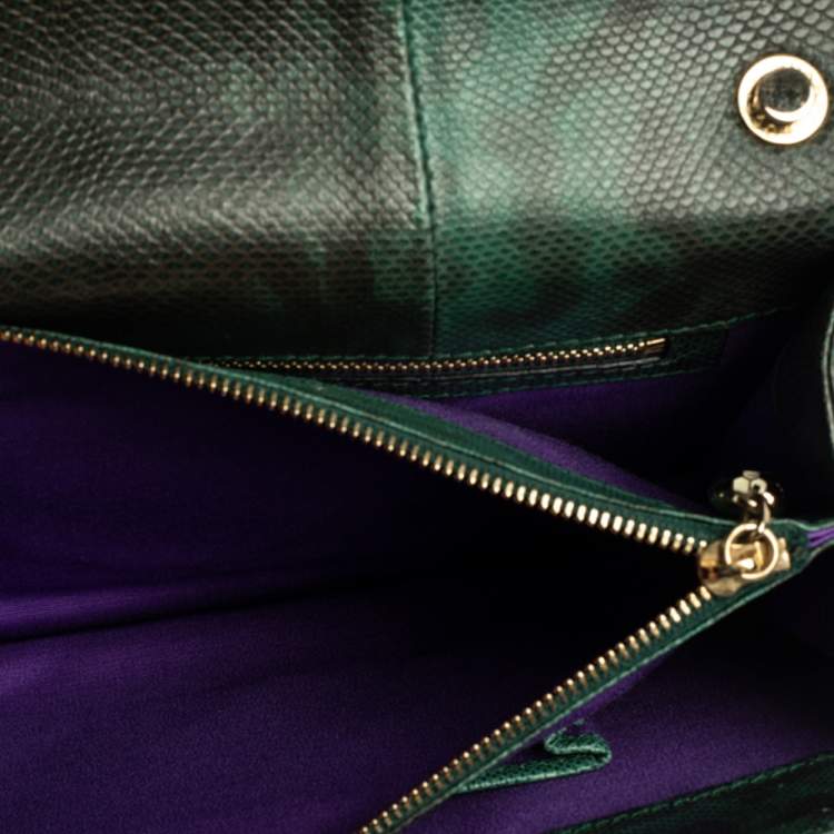 Pre Owned Bvlgari Green Karung Medium Serpenti Forever Shoulder Bag