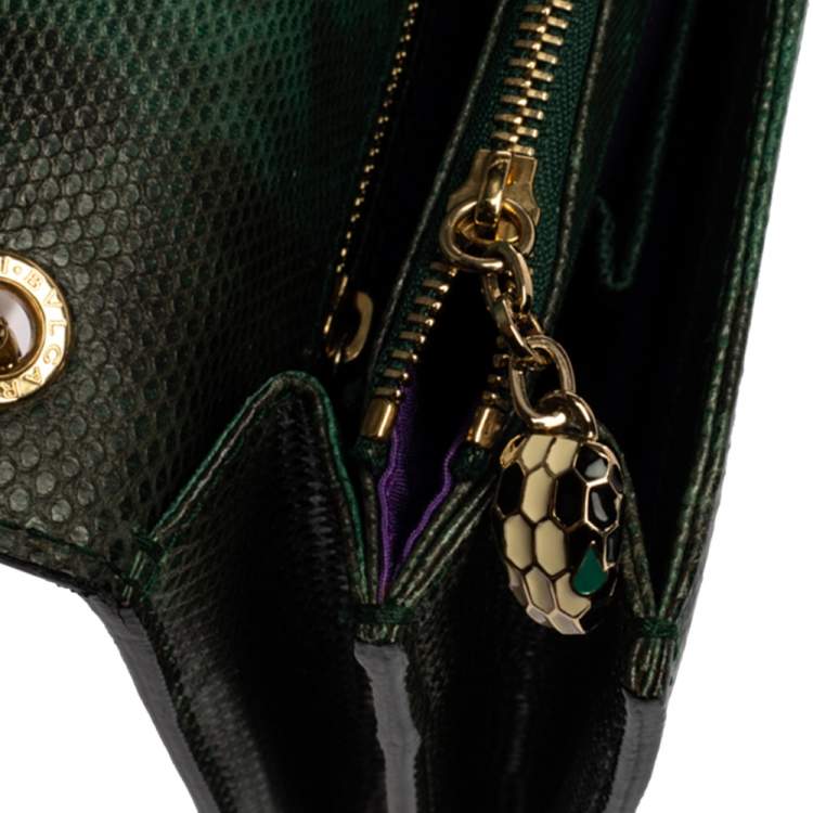 Pre Owned Bvlgari Green Karung Medium Serpenti Forever Shoulder Bag