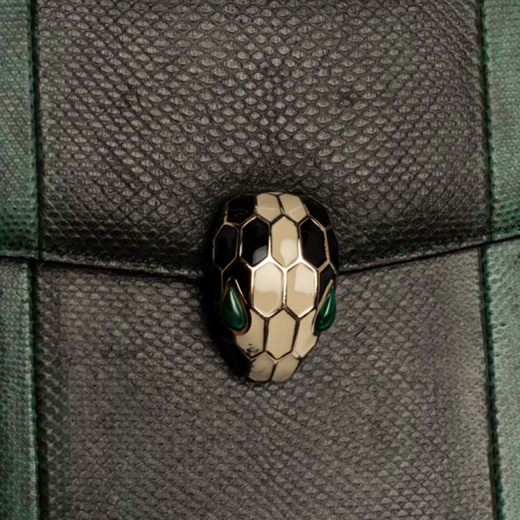 Pre Owned Bvlgari Green Karung Medium Serpenti Forever Shoulder Bag