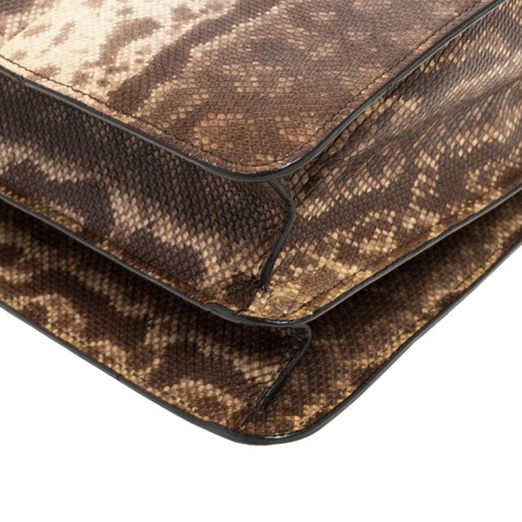 Pre Owned Bvlgari Beige Karung Large Serpenti Forever Shoulder Bag