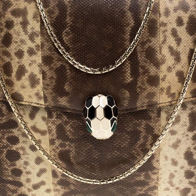 Pre Owned Bvlgari Beige Karung Large Serpenti Forever Shoulder Bag