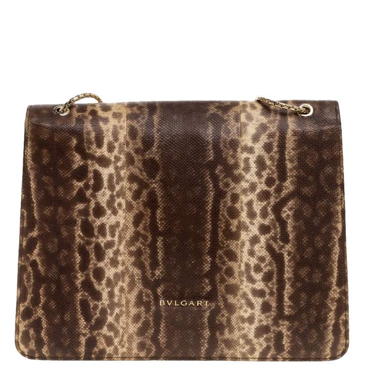 Pre Owned Bvlgari Beige Karung Large Serpenti Forever Shoulder Bag