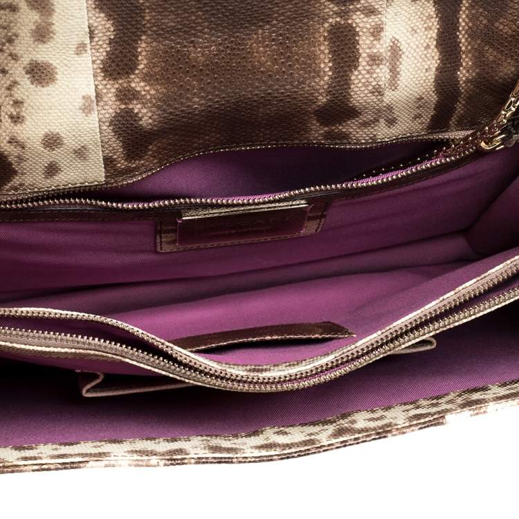 Pre Owned Bvlgari Beige Karung Large Serpenti Forever Shoulder Bag