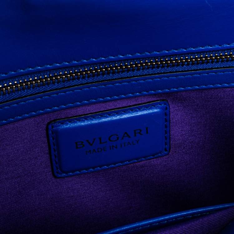 Pre Owned Bvlgari Blue Leather Medium Serpenti Forever Flap Shoulder Bag
