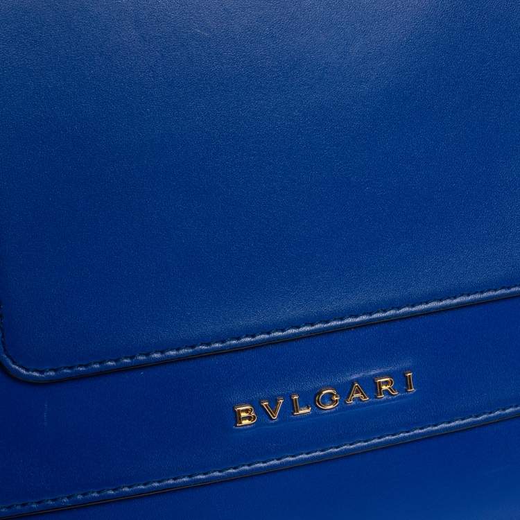 Pre Owned Bvlgari Blue Leather Medium Serpenti Forever Flap Shoulder Bag