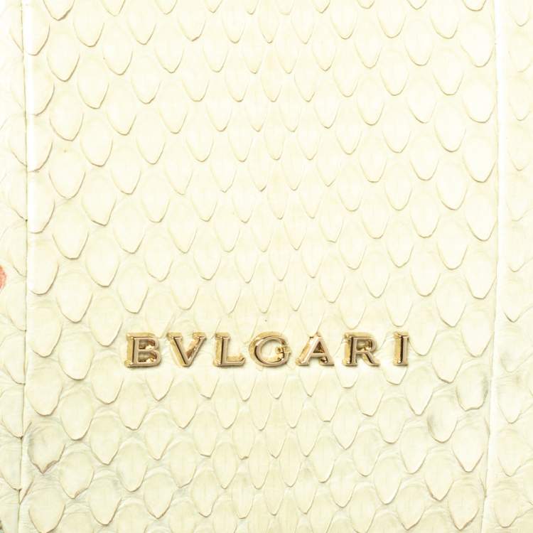 Pre Owned Bvlgari Cream Python Serpenti Scaglie Tote