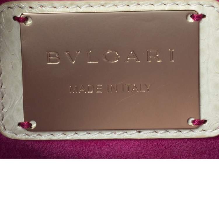 Pre Owned Bvlgari Cream Python Serpenti Scaglie Tote