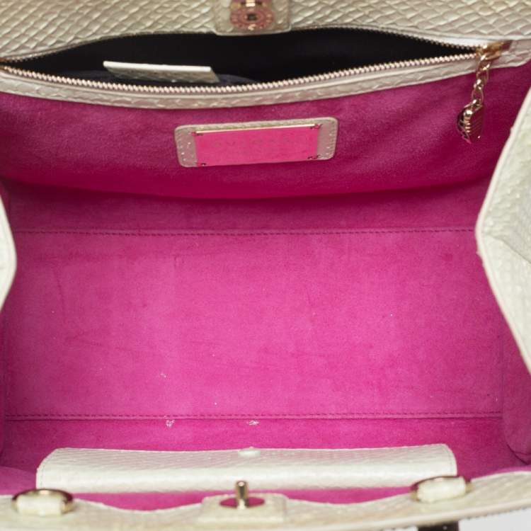 Pre Owned Bvlgari Cream Python Serpenti Scaglie Tote