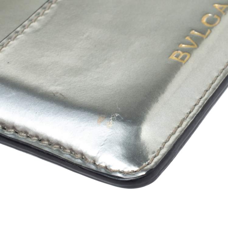 Pre Owned Bvlgari Metallic Gold Patent Leather Card Holder