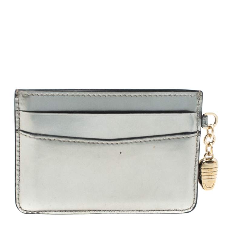 Pre Owned Bvlgari Metallic Gold Patent Leather Card Holder