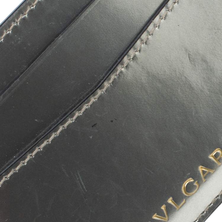 Pre Owned Bvlgari Metallic Gold Patent Leather Card Holder